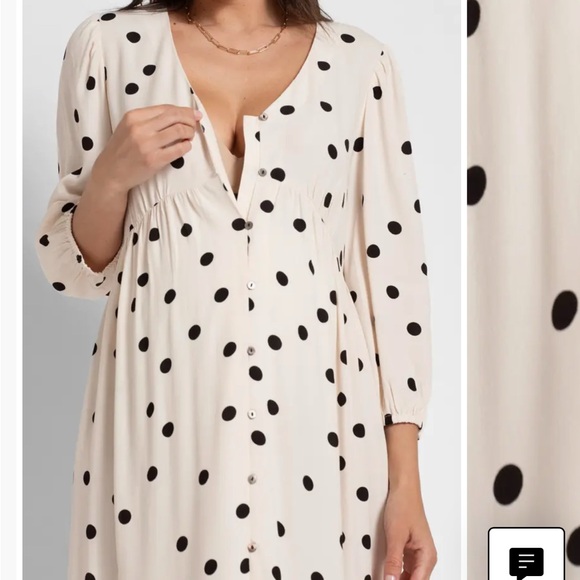 Seraphine Cream Polka Dot Long Sleeve Dress - Picture 3 of 12